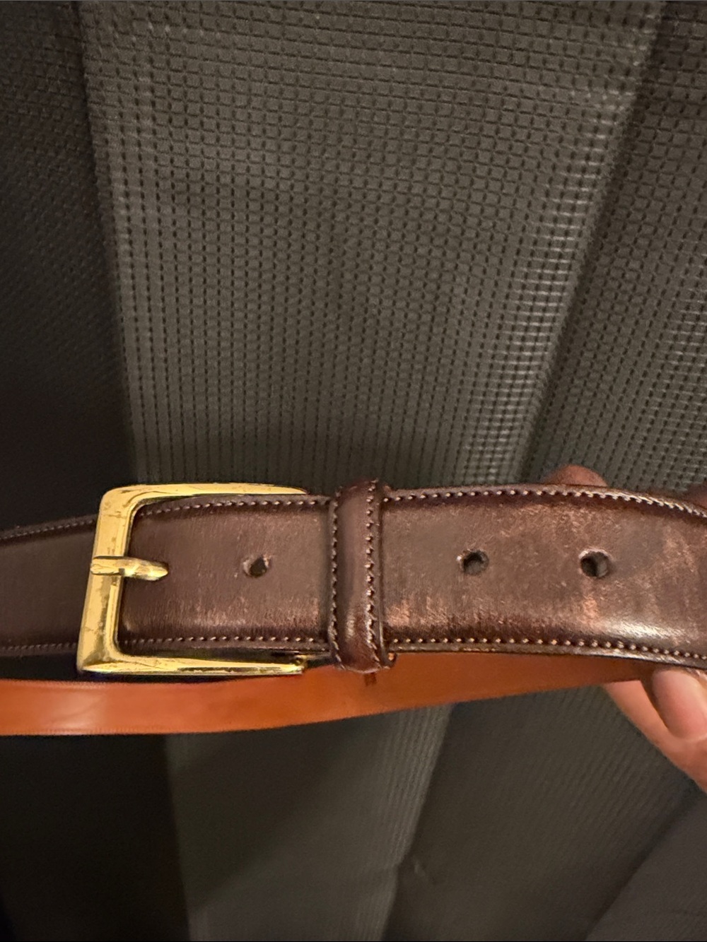 Trafalgar Men's Brown Cortina Leather Belt with Gold Buckle Sz 38 - Picture 6 of 7